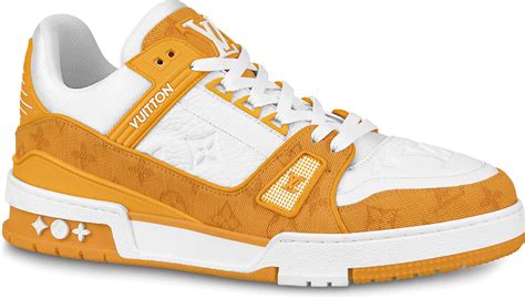 louis vuitton trainer yellow monogram denim white